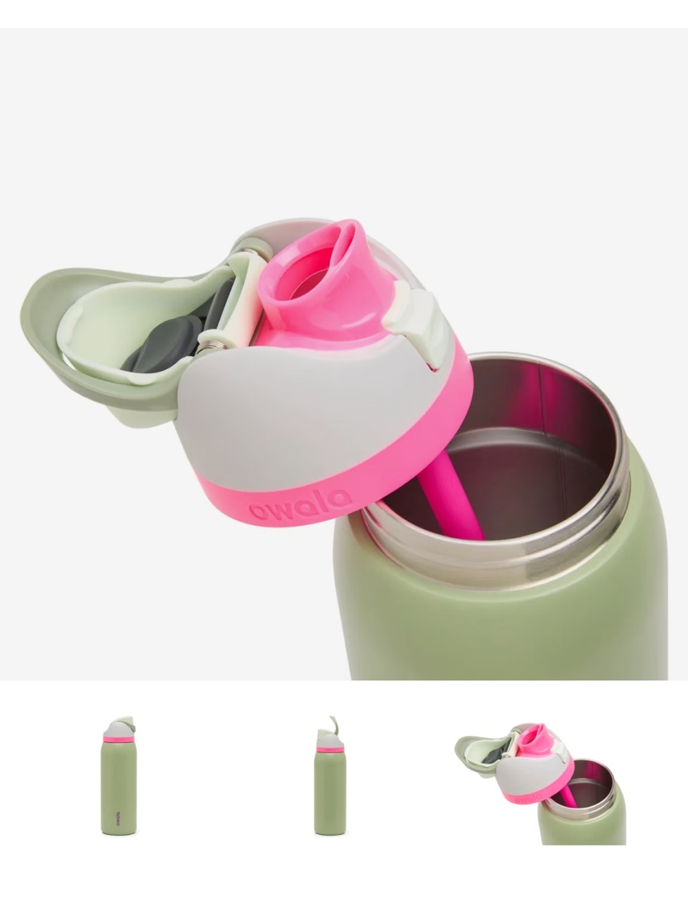 Owala neo sage Water Bottle green pink 32oz 24hr cold freesip green white - Picture 2 of 2